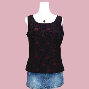 Black and red floral lace vintage 90s sleeveless top dark romantic whimsygoth